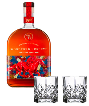 2024 WOODFORD RESERVE KENTUCKY DERBY - 1 LITER with 2 WATERFORD GLASSES - CUSTOM ENGRAVED                                       