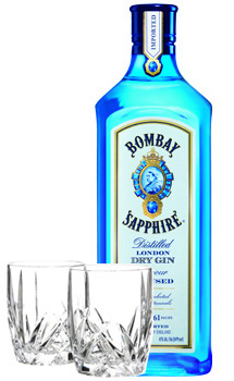 BOMBAY SAPPHIRE GIN - 750ML WITH 2 